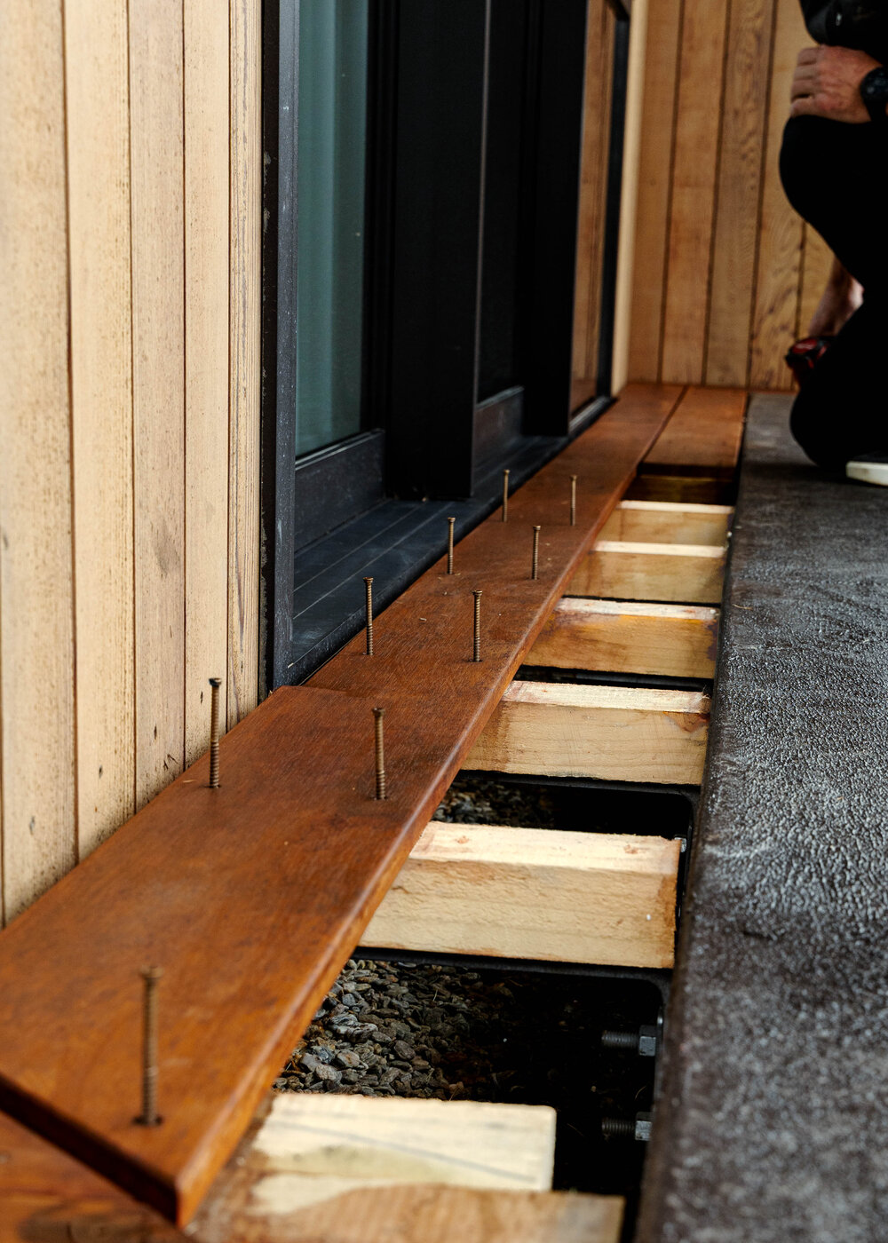Finished outdoor deck entry with clean architectural finish