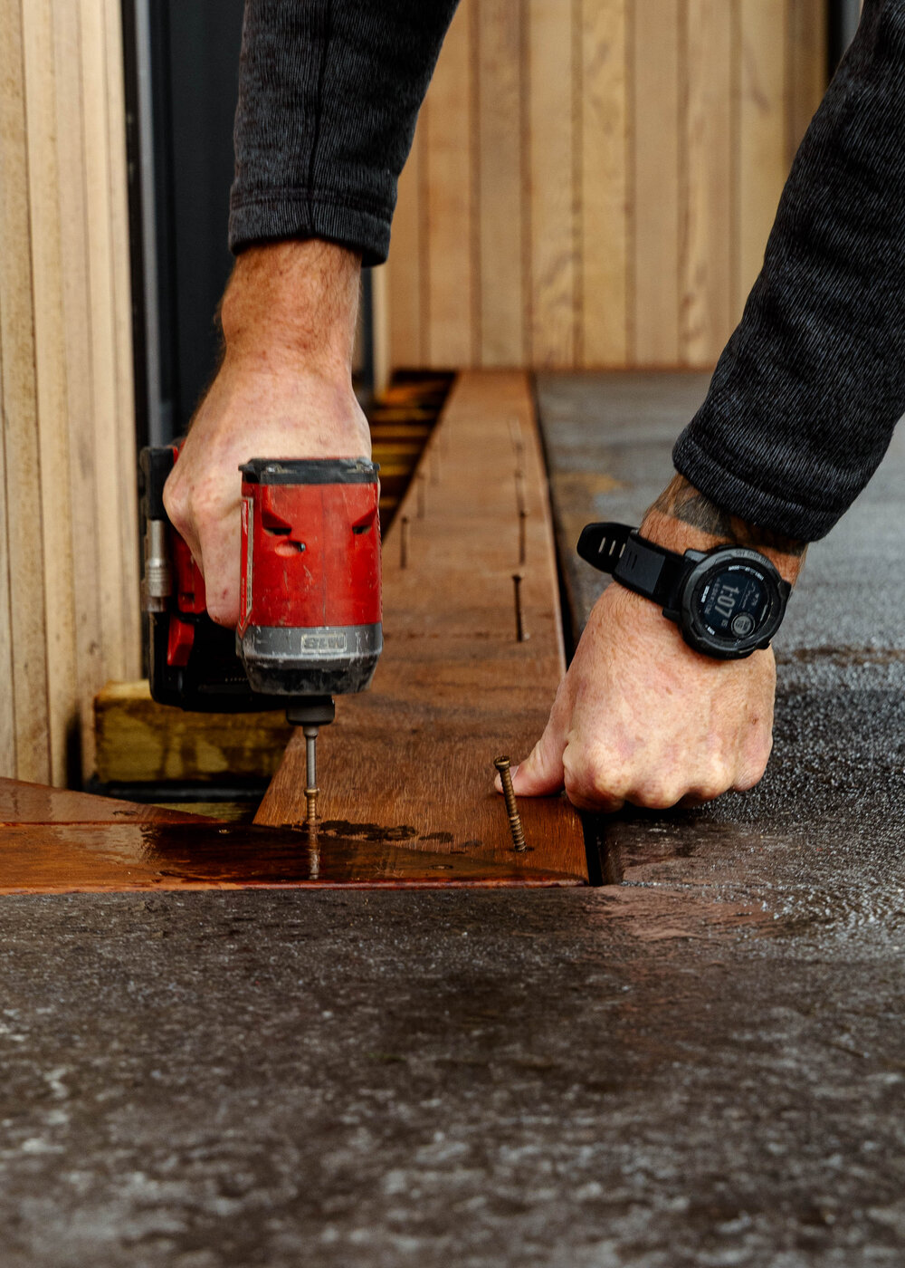 Deck entry showing flush finish from outdoor perspective